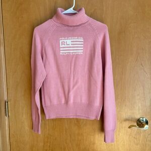 Polo Jeans Co. Ralph Lauren Pink Cotton Knit Turtleneck‎ Sweater L/G